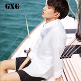 GXG男装 2016春季商务白色韩版衬衣修身款长袖男士衬衫#61803023