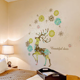 梦幻小鹿儿童房可爱卡通墙贴自粘可移除墙上装饰画幼儿园卧室墙纸