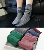 2015秋冬款新品女童袜子韩版儿童纯色棉袜中筒袜堆堆袜 加厚毛圈