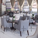 新中式售楼处洽谈桌椅 咖啡厅影楼欧式实木软包沙发 配套家具定制