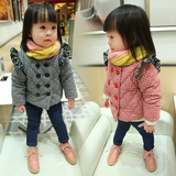 女童冬装棉衣2015新款韩版格子外套女宝宝百搭加绒衣服1-2-3-4岁