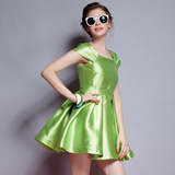 2015夏装新款欧洲女装纯色连衣裙可可尼