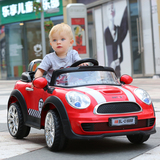 三乐充气橡胶胎儿童电动车可坐汽车宝马MINI可遥控汽车玩具缓起停