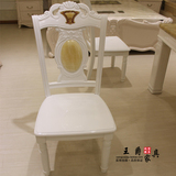 欧式餐椅 法式白亮光实木餐椅 橡木硬座椅 现代中式简约椅子凳子