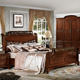 美式床实木双人床婚床1.8米2米2.2米/2.4米床榆木床卧室床真皮床