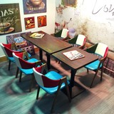 特价促销西餐咖啡厅复古实木椅甜品奶茶面包店港式茶餐厅桌椅组合