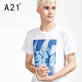 A21男装修身型针织圆领短袖T恤 2016夏装时尚半袖衣服男士短T潮