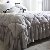 韩国进口 灰色水洗棉格纹衍缝夹棉床褥/床盖 压床毯 进口床品
