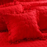 婚庆大红色夹棉床罩床裙单件加厚韩版床套1.5m1.8*2*2.2米特价