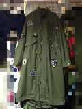 韩国东大门铆钉贴布大码秋装女式风衣中长款长袖宽松休闲工装外套