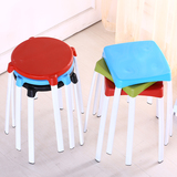 升级包邮塑料方凳子宜家时尚彩色家用 叠放高凳加厚型简易凳餐凳