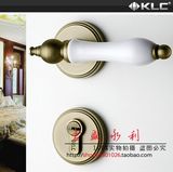 KLC青古铜房门锁陶瓷门锁复古简欧美式田园地中海室内锁卧室锁