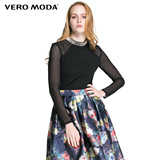 Vero Moda2016新品2016春拼接领口微弹针织上衣316102002