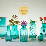 zakka透明手工玻璃小花瓶美式时尚绿萝插花瓶花器装饰摆件客厅