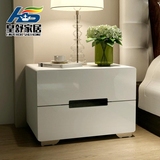 新款白色烤漆床头柜钢琴烤漆宜家床边柜简约现代床角柜 整装