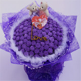 情人节礼物仿真紫色花束材料包泡沫玫瑰手工海绵纸川崎玫瑰花套餐