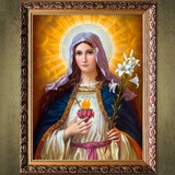 天主教圣像画油画 天主教油画圣像圣母油画手绘圣母圣心油画 6