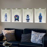 中国风3D立体仿真瓷器壁画中式客厅沙发墙壁装饰花瓶墙贴艺术走廊