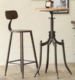 美式做旧铁艺实木餐厅桌椅组合 创意简约咖啡厅酒吧台 高脚椅凳