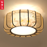 现代新中式吸顶灯古典餐厅卧室书房手绘灯具布艺圆形茶楼酒店灯饰