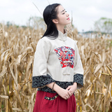 2016春装新品民族风立领中式复古亚麻女士外套麻棉复古女装中国风