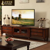 舒雅曼丽 全实木电视柜美式2.4米电视柜家具地柜储物柜欧式电视柜