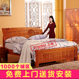 全实木床1.8米橡木床双人床简约现代中式卧室家具气压高箱储物床