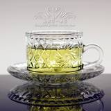 出口欧式创意玻璃咖啡杯子欧式带把马克杯绿茶杯花茶牛奶杯zakka