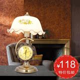 欧式复古台灯卧室床头灯 英伦美式带钟表客厅书房调光台灯老上海