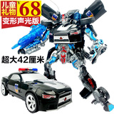 变形玩具金刚4 黑色警车声光汽车机器人正版模型男孩儿童玩具礼物