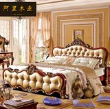 欧式床 实木床 双人床 古典床1.8米美式床 美式深色家具 法式床