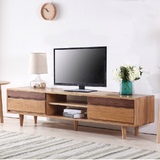 美式LOFT电视柜纯实木电视柜简约现代组合客厅电视机柜白橡木家具