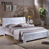 白色全实木床1.5 1.8米中式橡木床简约现代婚床高箱气压储物床