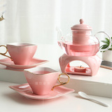 新品色釉陶瓷欧式花茶茶具套装耐热玻璃花茶杯加热花茶壶加热茶具