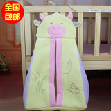 婴儿用品 天鹅绒婴儿床头挂袋收纳袋尿布袋床边储物袋小牛