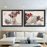 水墨装饰画客厅卧室有框画国画墙画植物花卉壁画中式现代简约挂画
