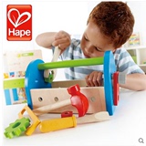 德国HAPE工具盒小工作台工具箱 儿童螺丝刀工具玩具维修过家家