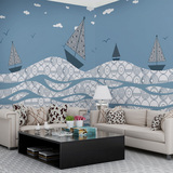 北欧简约大型定制墙纸 客厅沙发儿童房背景墙纸 无缝壁画 远航