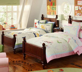 美式实木儿童床 实木儿童床男孩女孩1米2 1米35单人床家具可定制