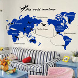 环游世界飞机世界地图组合墙贴宿舍创意办公室教室卧室沙发墙贴