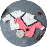 1-2-3岁女宝宝毛毛衣 2015女童冬装6个月婴儿加绒加厚高领打底衫