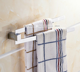 全铜实心毛巾架 卫生间浴室挂件 旋转活动毛巾杆单杆双杆不锈钢色