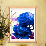 蒙娜丽莎十字绣新款客厅大画蓝色妖姬3D十字绣蓝色玫瑰花卉系列