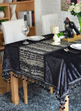 奢华高档黑色绒布餐桌布 台布 盖布 茶几布 书桌布 可定做尺寸