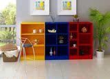 炫彩色自由组合小柜子 卧室客厅木质儿童储物柜 连体书柜文件柜