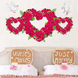 浪漫玫瑰花心型墙贴纸 浪漫客厅电视背景墙婚房卧室床头装饰贴