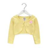 外贸原单女童礼服黄色粉色纯棉针织长袖礼服开衫外套披肩坎肩