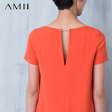 Amii2016夏装新款 艾米女装旗舰店短袖大码女士修身连衣裙