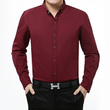 2015新款春季薄款衬衫男长袖中年修身纯色双丝光棉衬衣韩版休闲