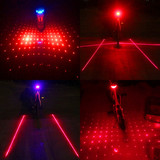 七彩圆形激光尾灯 5LED安全线自行车尾灯骑行装备配件菱形警示灯